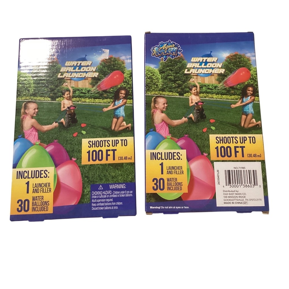 AquaSplash Water Balloon Launcher Kit 30Balloons Shoots 100 Feet Outdoor Toy 2pk